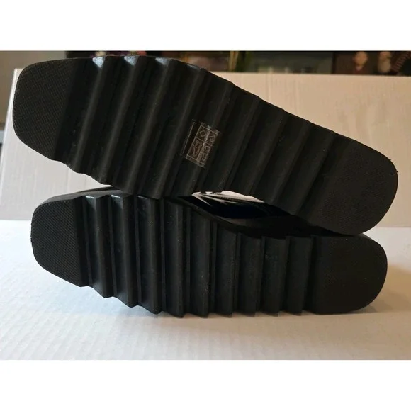 Women's Daiyaer Chunky Platform Shoes Black Brown Size 6 EU 36 Patten Leather - Picture 10 of 11